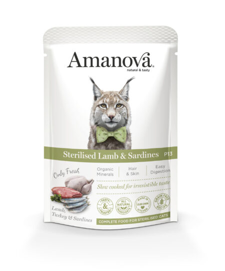 AMANOVA STERILISED CAT LAMB & SARDINES POUCH